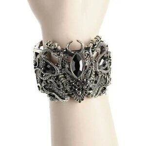 Gold Snake Bracelet – Restyle Wide Bangle ✦ Pentagram ✦ Crescent Moons ✦ Rare